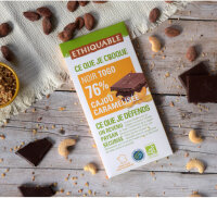Noir-Schokolade 76% Togo mit Cashewkernen (bio), 100g
