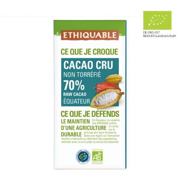 Rohschokolade 70 % Ecuador (bio), 80 g