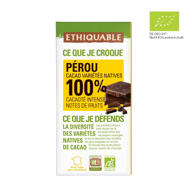 Noir-Schokolade 100% Peru (bio), 100g